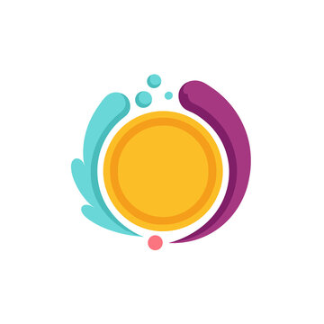 Abstract colorful graphic element with circle and splashes