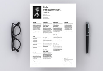 Minimal Professional Four Column Resume Layout
