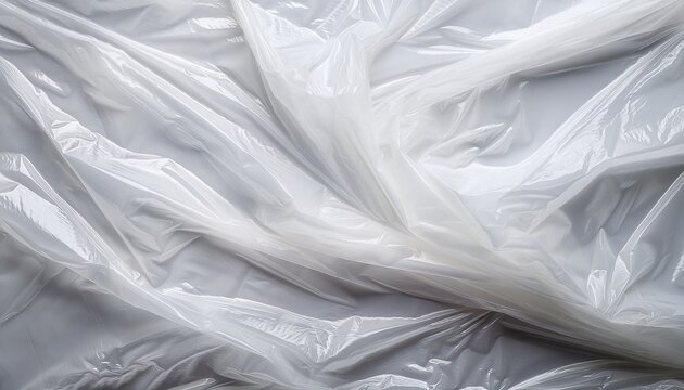 white crumpled plastic bag texture background clear cellophane wrap overlay effect for graphic design mockup