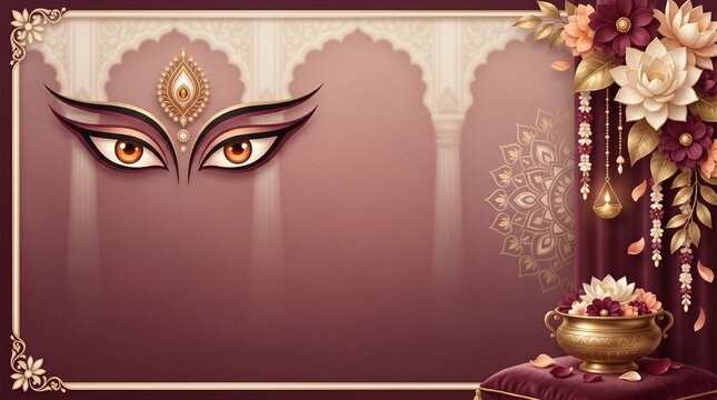 Happy Navratri Happy Durga Puja Luxury Festive Banner Design
