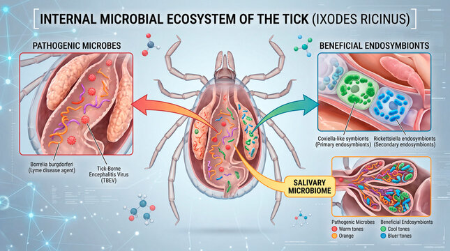Composition of tick internal microbiome pathogens and endosymbionts