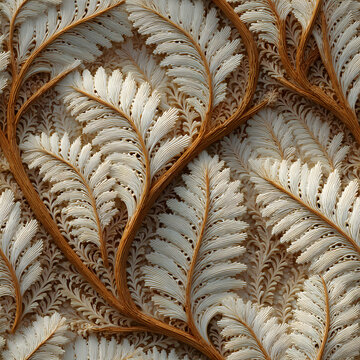 Sculptural Relief Fern Fronds High Contrast Pattern