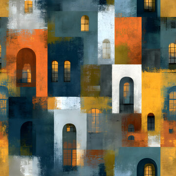 Painterly Arched Windows Colorful Pattern