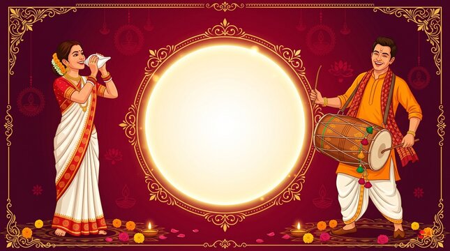 Shubh Navratri Dandiya Dance Traditional Festival Banner

