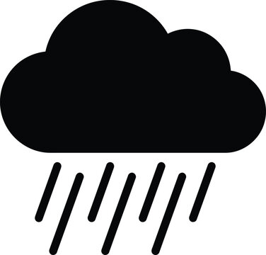 Rain cloud silhouette vector. Cloud raining vector icon