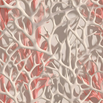 Realistic Coral Branches Soft Tone Pattern