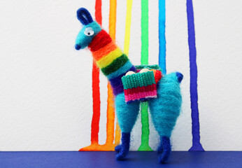 Colorful llama or alpaca animal craft © Myrarte