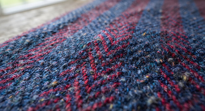 Blue and red tweed fabric texture