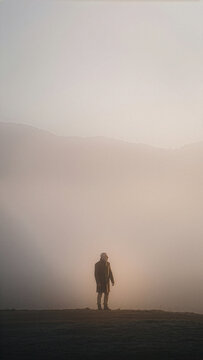 Solitary Figure in Misty Landscape Fine Art Photography