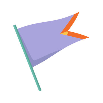 Purple flag with orange and yellow accent on green pole