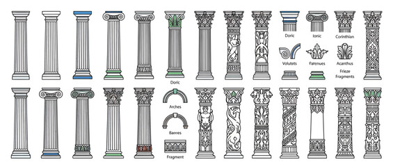 Collection of Ancient Greek and Roman Column Styles © alam