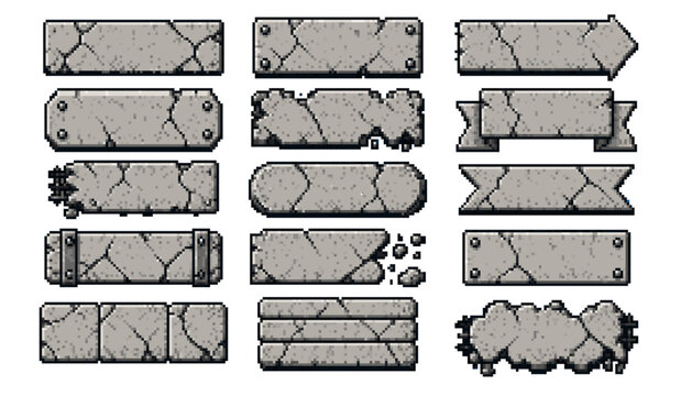 錆びた鉄板を組み合わせたドット絵背景 レトロゲーム風ベクターイラスト