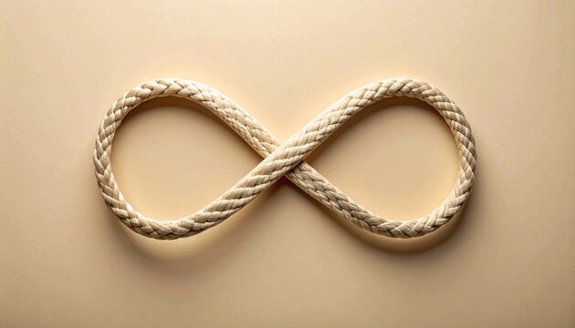 Braided cotton shoelaces arranged to form an elegant infinity symbol against a light brown background.