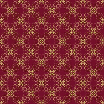 Yellow decorative seamless pattern on red background