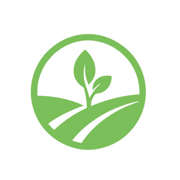 Green sprout and rolling hills logo