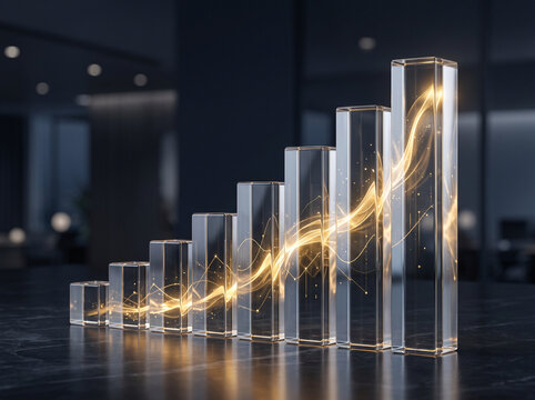 Abstract Business Growth Chart with Golden Light Stream