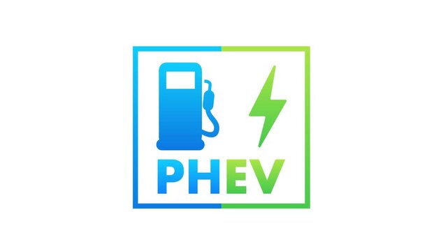 Plug in hybrid electric vehicle PHEV icon animation