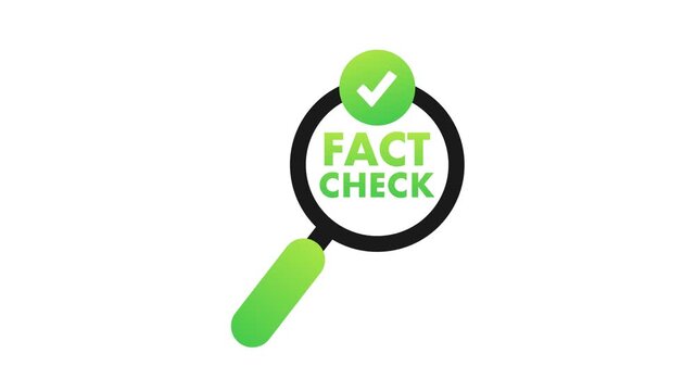 Fact check animation with magnifying glass icon
