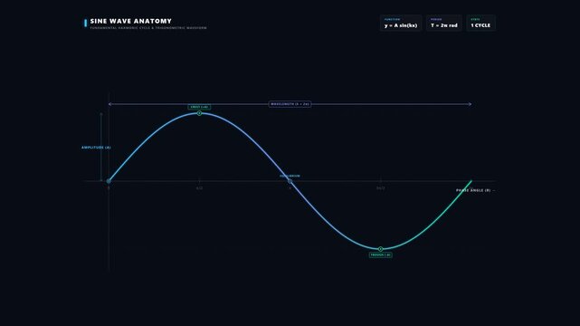 Sine Wave Showing Amplitude Wavelength Crest and Trough