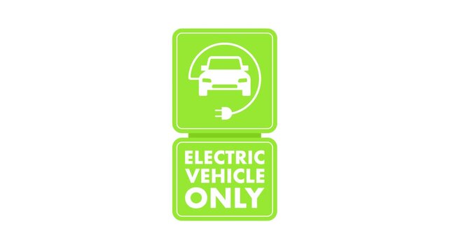 Electric vehicle charging station sign animation