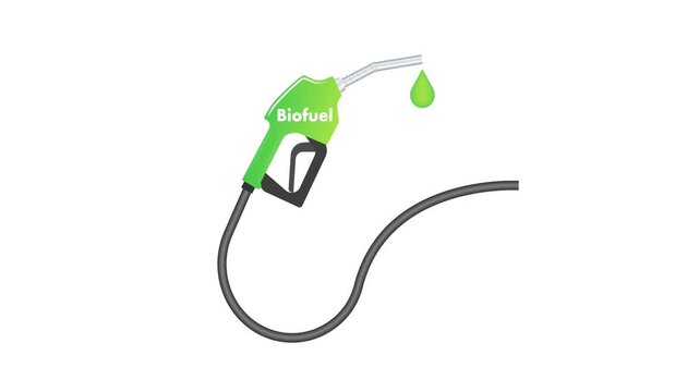 Biofuel green energy fuel pump nozzle animation