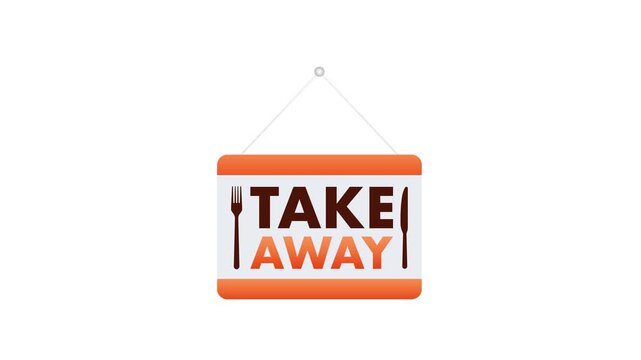 Take away food delivery service sign animation