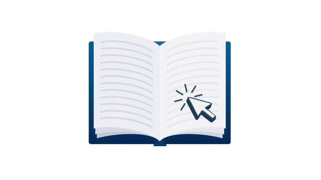 Animated e book reading and clicking icon animation