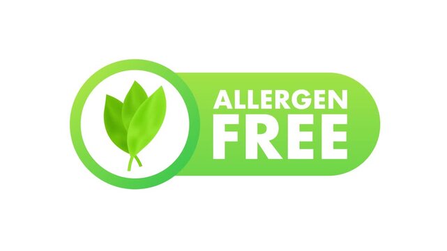 Animated allergen free green label icon