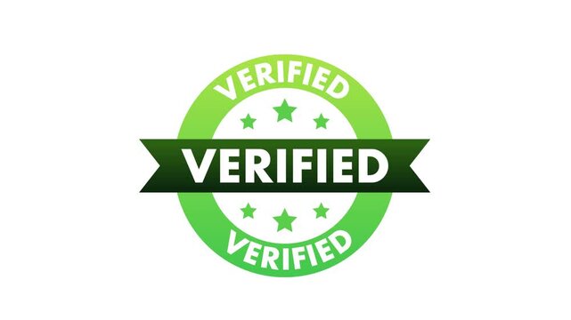 Verified green stamp seal animation icon