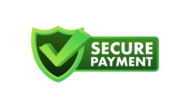 Secure payment shield icon animation appearing