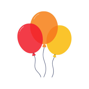 Three overlapping balloons isolated on transparent background