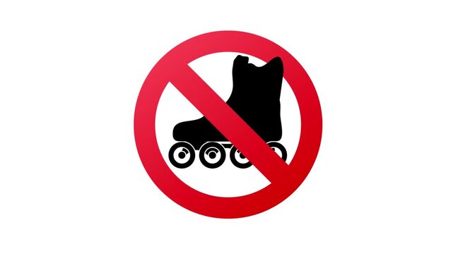 Animated no roller skating sign appearance