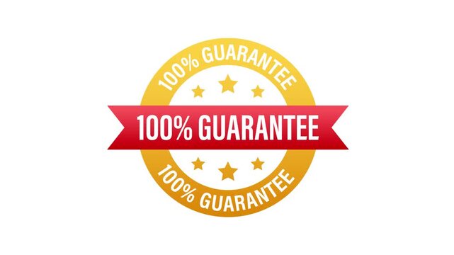 Animated 100 percent guarantee golden badge appearing on screen