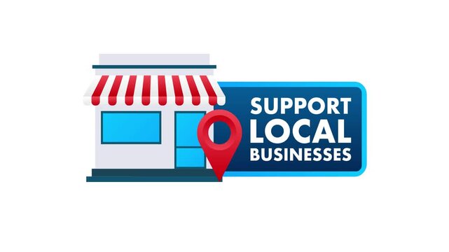 Support local business animated icon with map pin