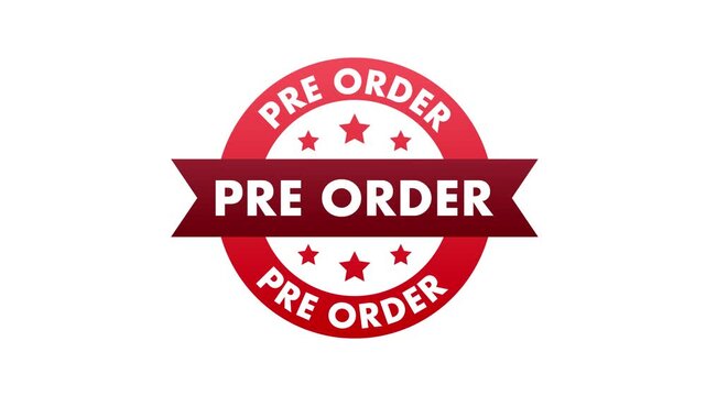 Animated pre order stamp with ribbon appearing