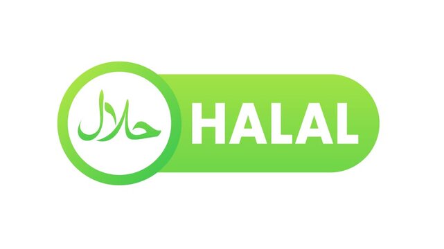 Animated halal food certification label animation