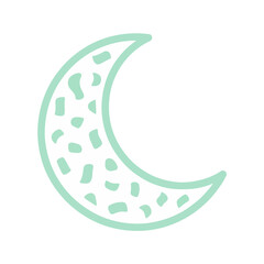 Stylized crescent moon with speckled pattern © adrini