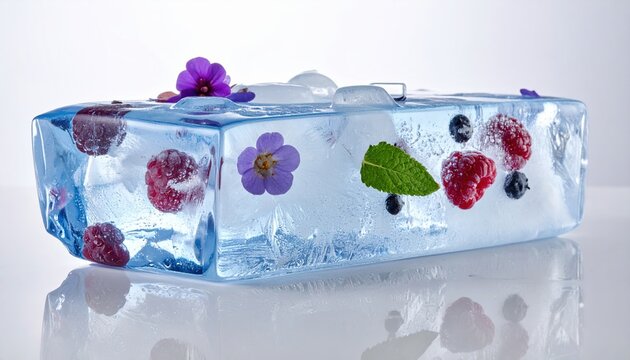 premium ice pack on white background, copy space