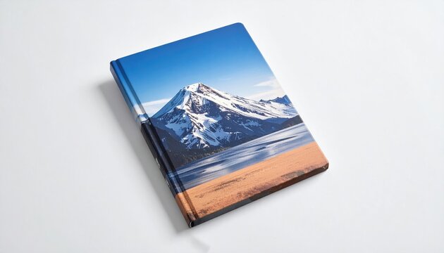 notebook with blank cover on bright white background