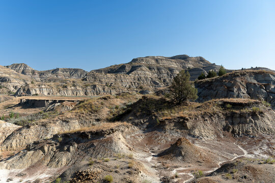 Landscape of formations from Buckthorn Trail in Theodore Roosevelt National Park
