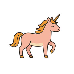Cartoon pink unicorn with orange mane and tail © janum