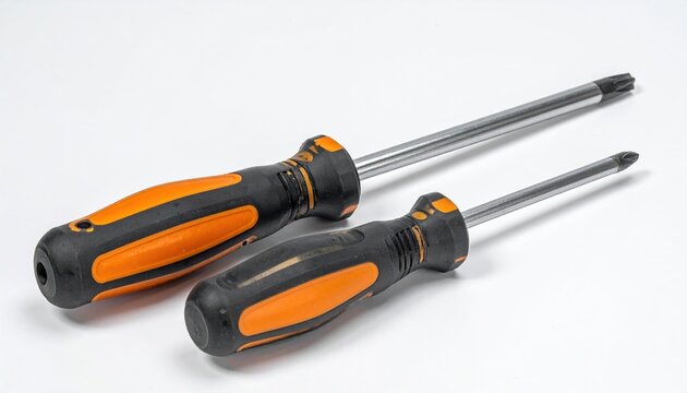screwdriver set isolated on white background, realistic studio lighting