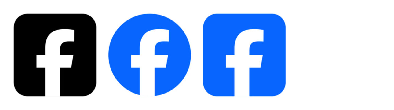Facebook icon button, facebook logo app circle square buttons. social media icon set or social network logos , social media, networking apps. vector icons