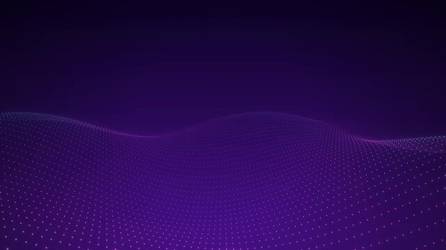 Abstract purple digital wave pattern made of glowing dots