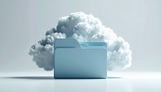 simple secure cloud folder on white background, clean composition