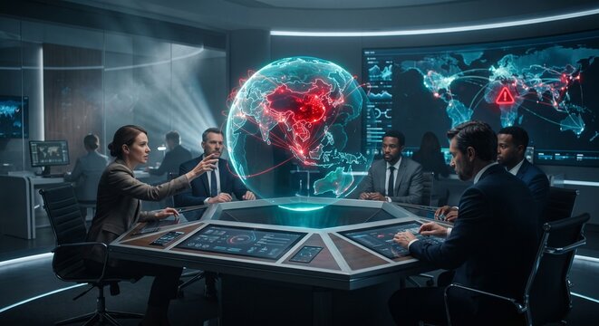 Holographic Globe Showing Global Supply Chain Crisis Epicenter
