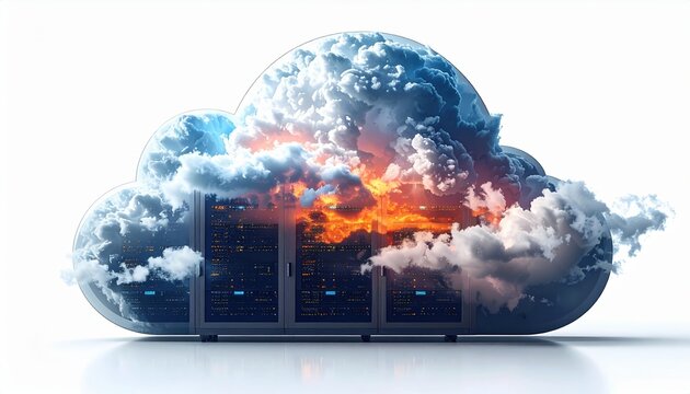 elegant cloud server icon on white background, catalog style