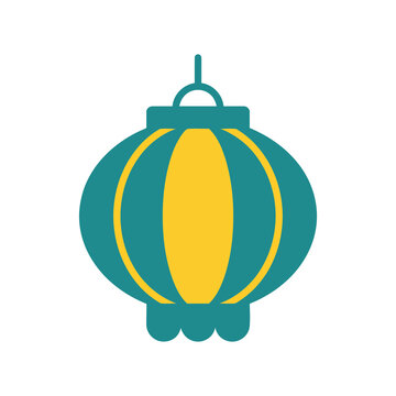 Teal and yellow lantern illustration