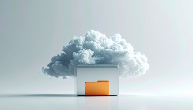 simple secure cloud folder on white background, clean composition