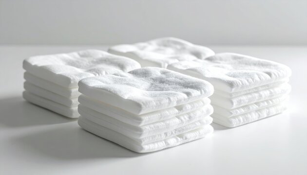 sleek cotton pads on white background, catalog style